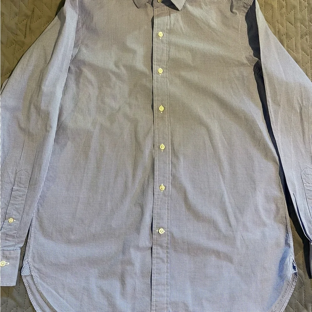 Polo Ralph Lauren button up shirt mens size 15 32-33 white/blue pre-owned‎ cond.